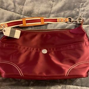 Satin burgundy hobo style Coach handbag
